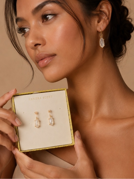 Kendra Scott Jewelry - Kendra Scott Blue Drop Earrings | Gold Tone Statement Earrings | Coastal